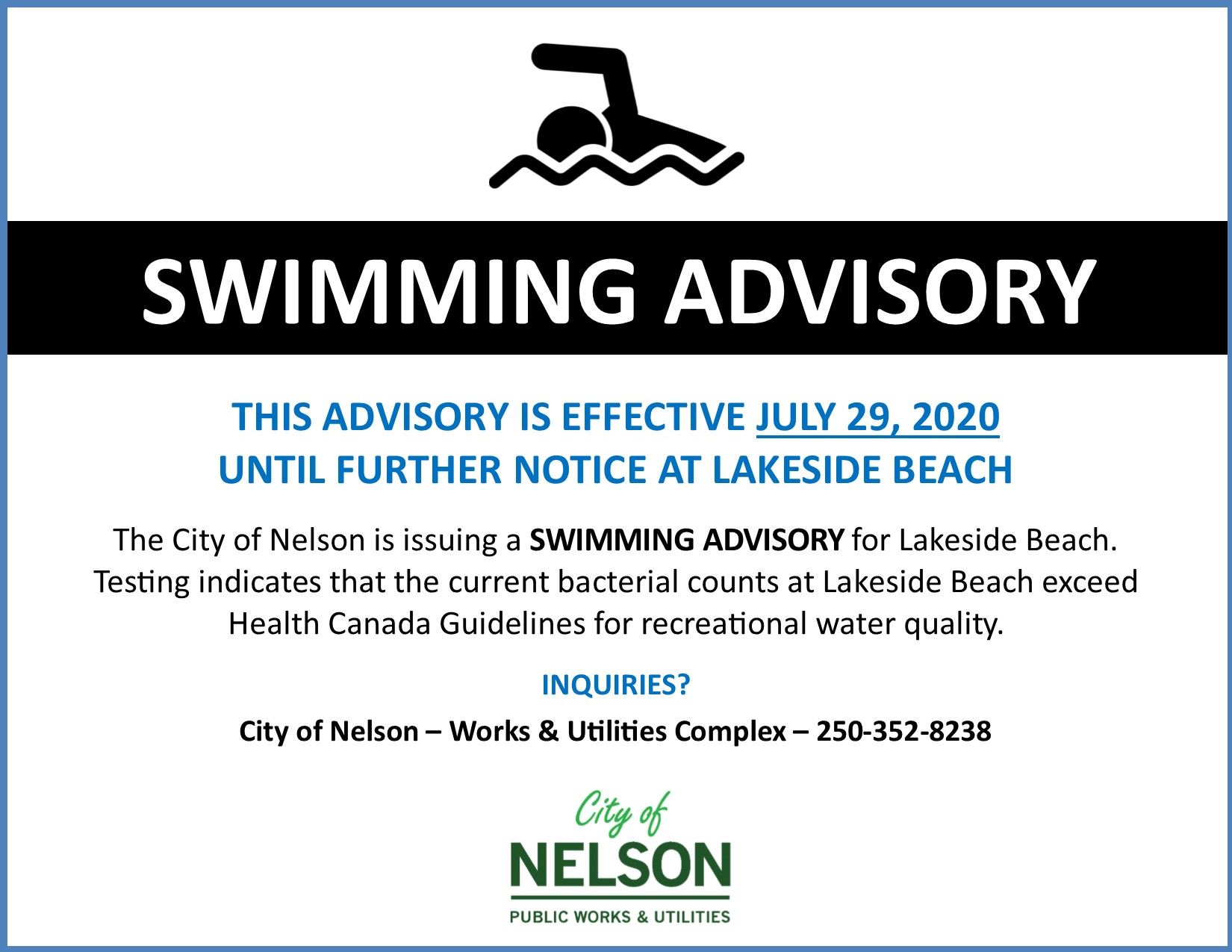 Swimming Advisory July 2020