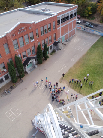 Fire ladder by school