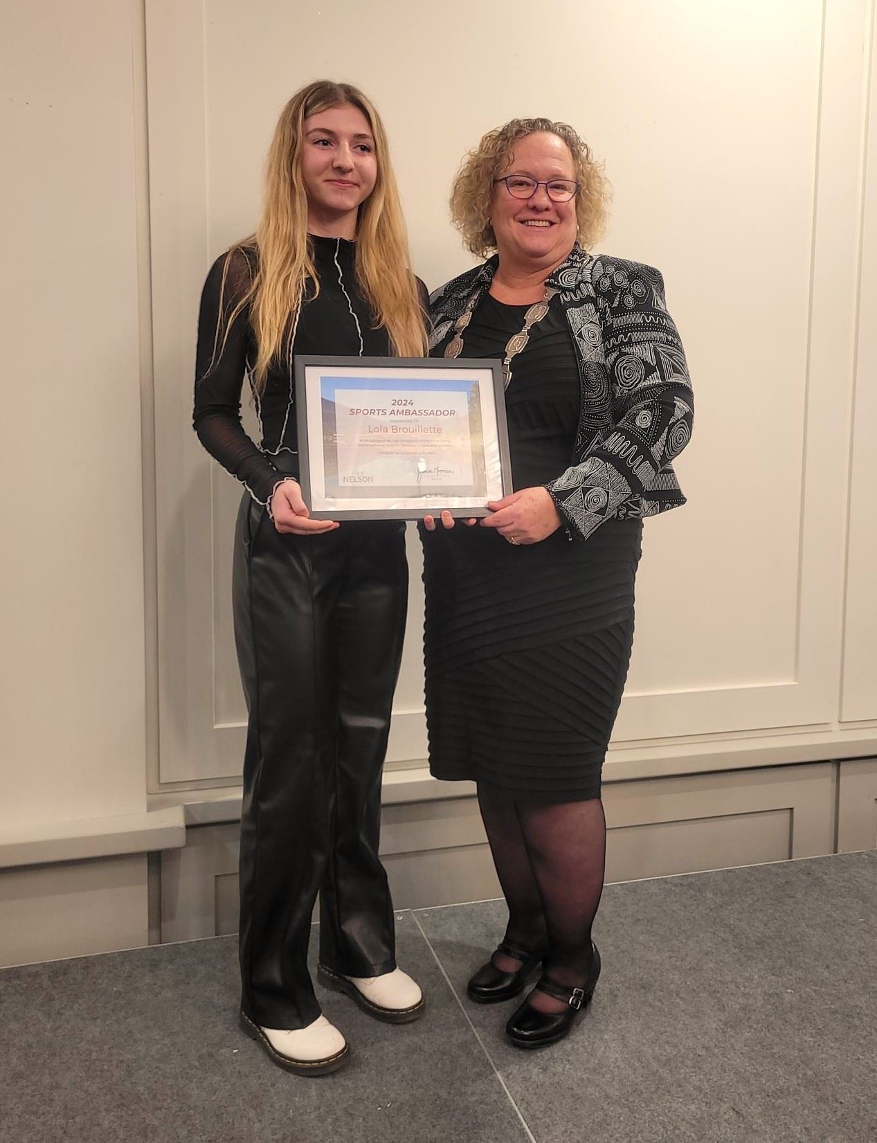 Lola Brouillette and Mayor Morrison 2024 Sports Ambassador